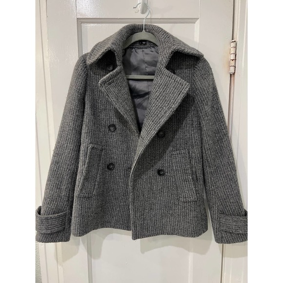 Theory Jackets & Blazers - Theory Caterina Wool Peacoat Short Coat Grey size Petite